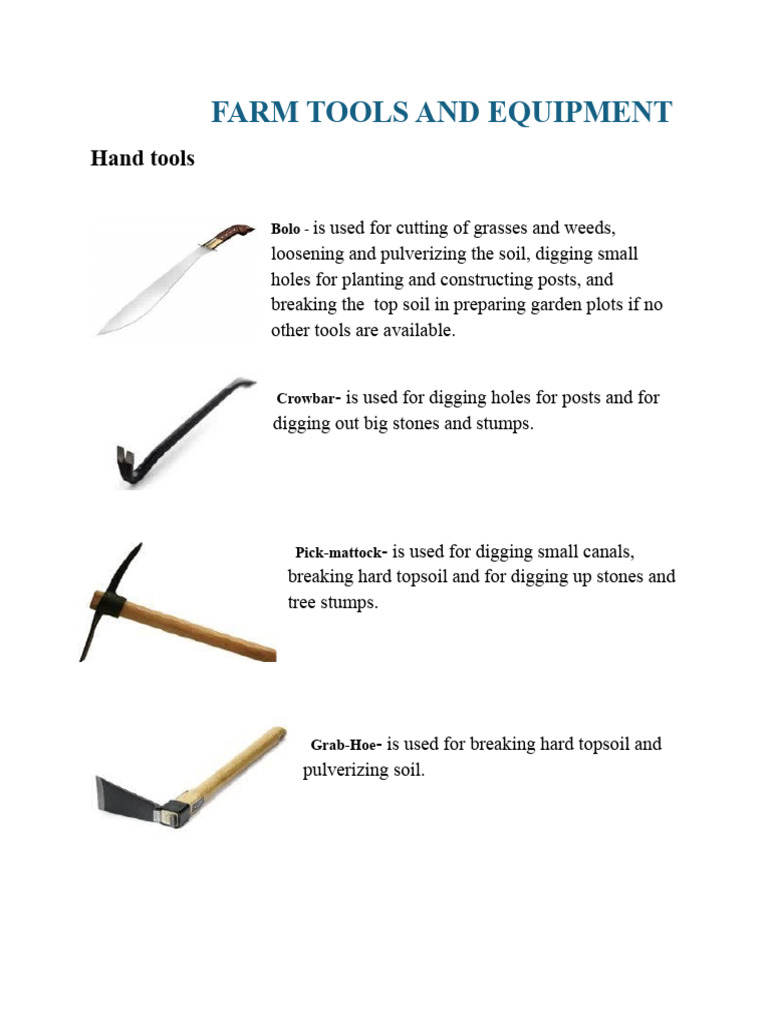 Farm Tools and Equipment Precious | PDF | Topsoil | Horticulture