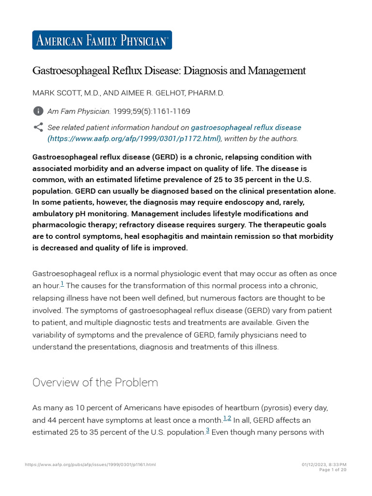 GERD: Diagnosis and Treatment Guide | PDF | Gastroesophageal Reflux ...