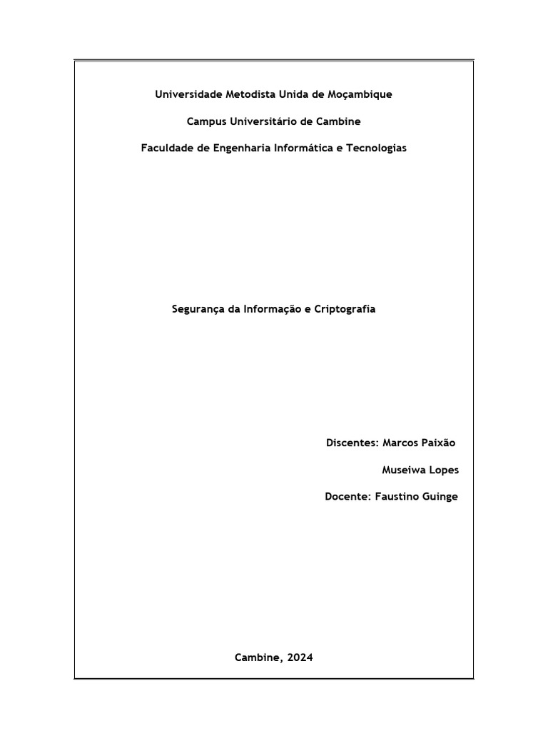 Tema 3 Segurança Da Informação E Criptografia Pdf Criptografia
