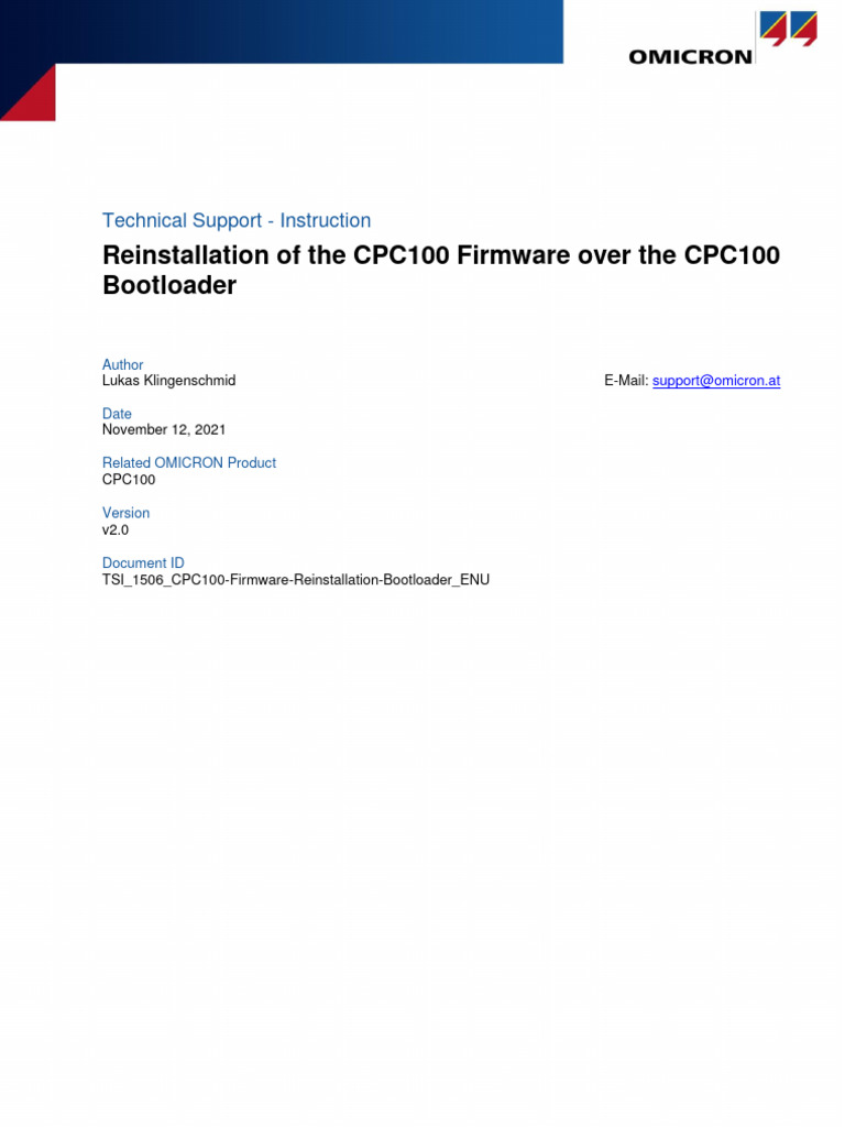 CPC100 Firmware Reinstallation Guide | PDF | Computer File | Booting