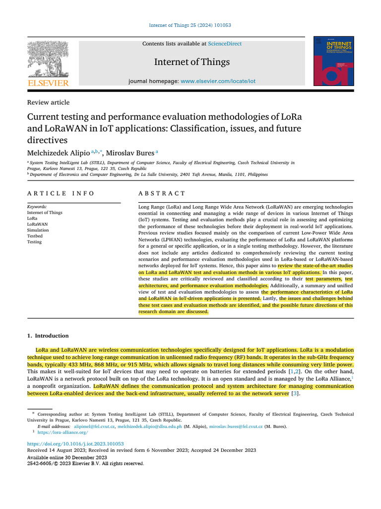 LoRa and LoRaWAN Testing Methods in IoT | PDF | Internet Of Things ...