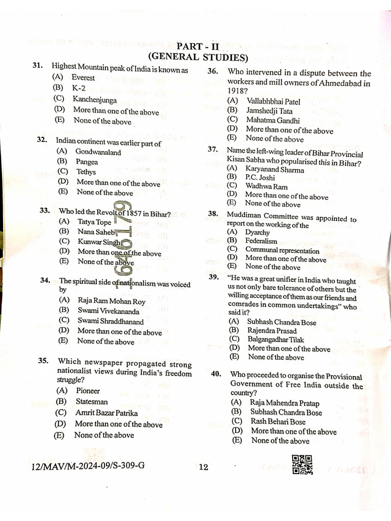 BPSC TRE 3.0 TGT Maths Question Paper 2024 | PDF