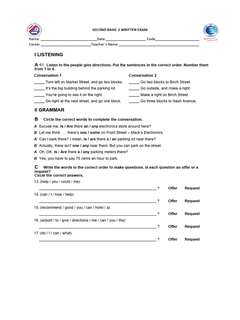 Second Basic 2 Written Exam | PDF