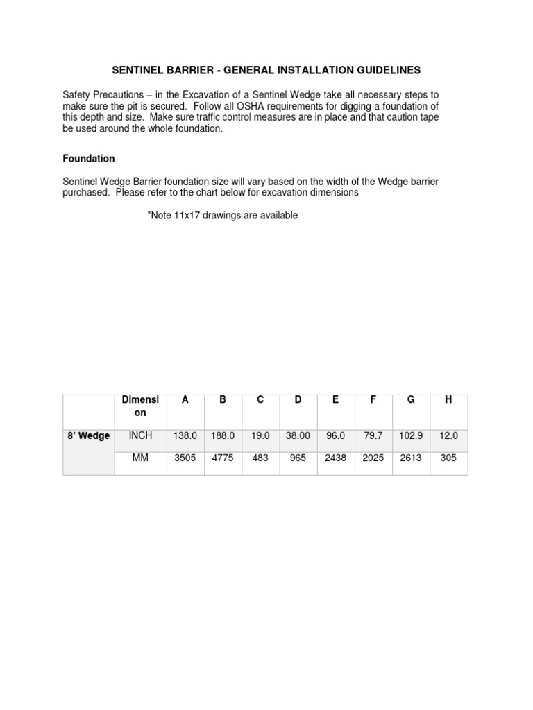 Sentinel Wedge Barrier Installation Guide | PDF | Concrete | Structural ...