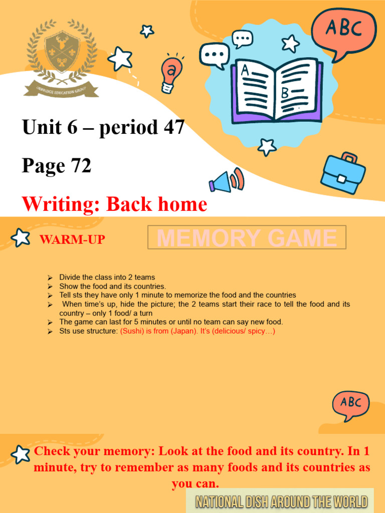 E6 P47 U6 Writing | PDF | Foods