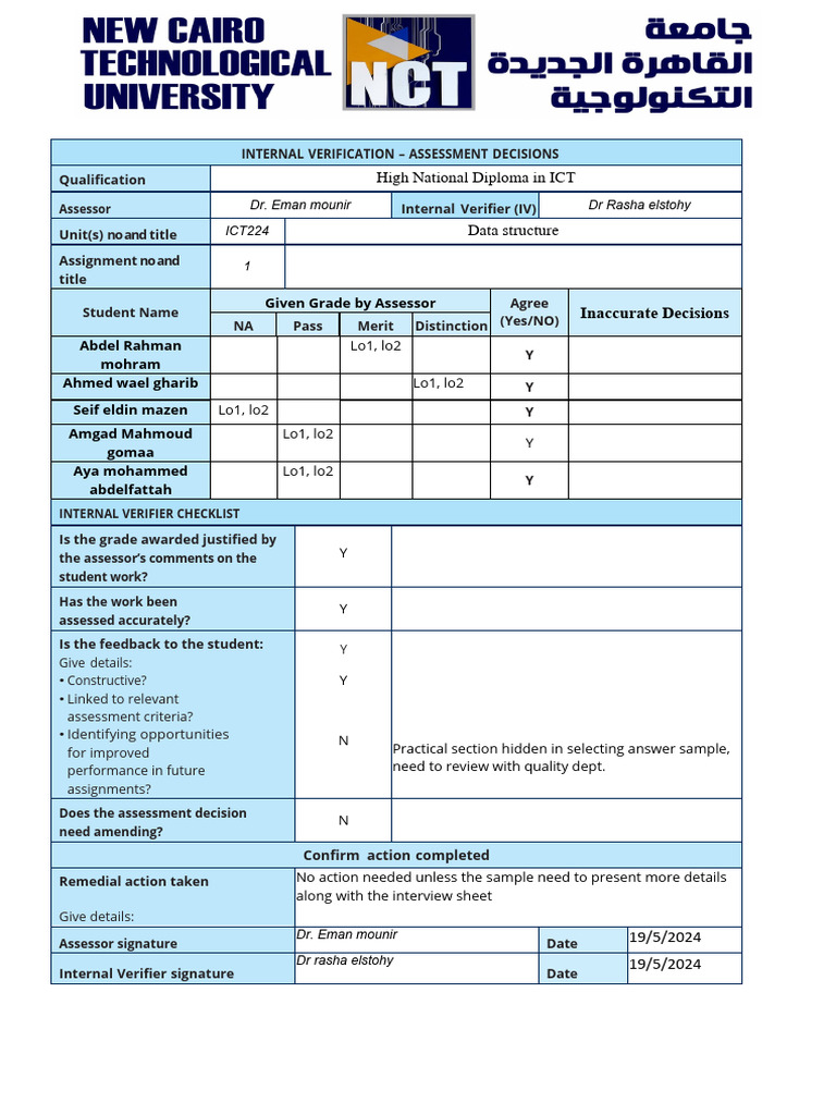 Internal Verification Assessment Report | PDF