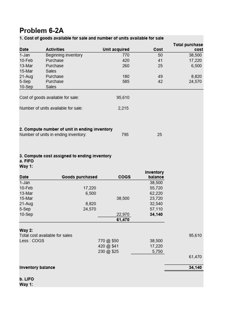 Chapter 6 - Exercises With Instructions | PDF | Cost Of Goods Sold ...