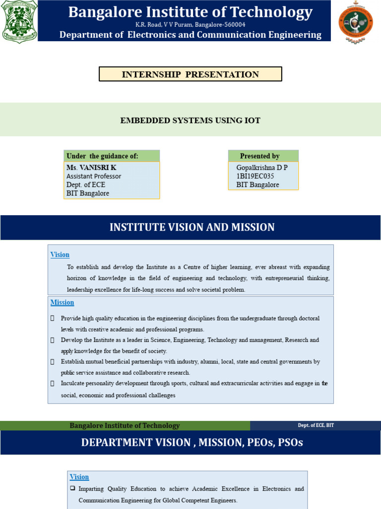 Internship Powerpoint 1008 | PDF | Internet Of Things | Embedded System