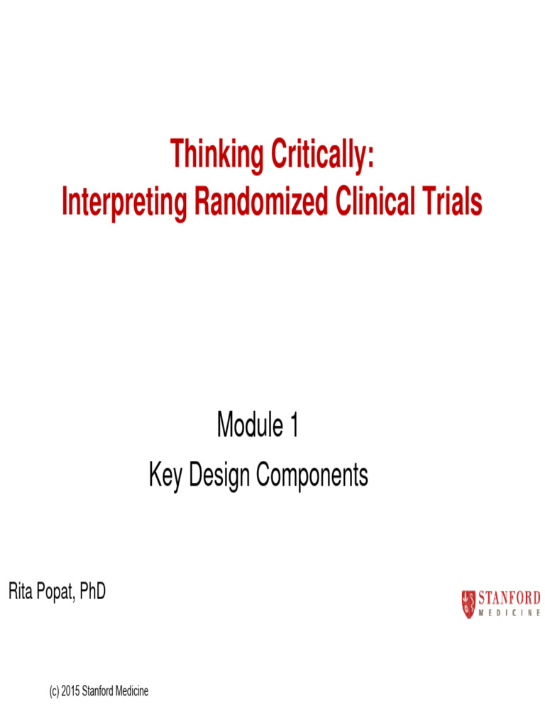 Stanford CME ThinkingCritically RCT Module 1 | PDF | Randomized ...