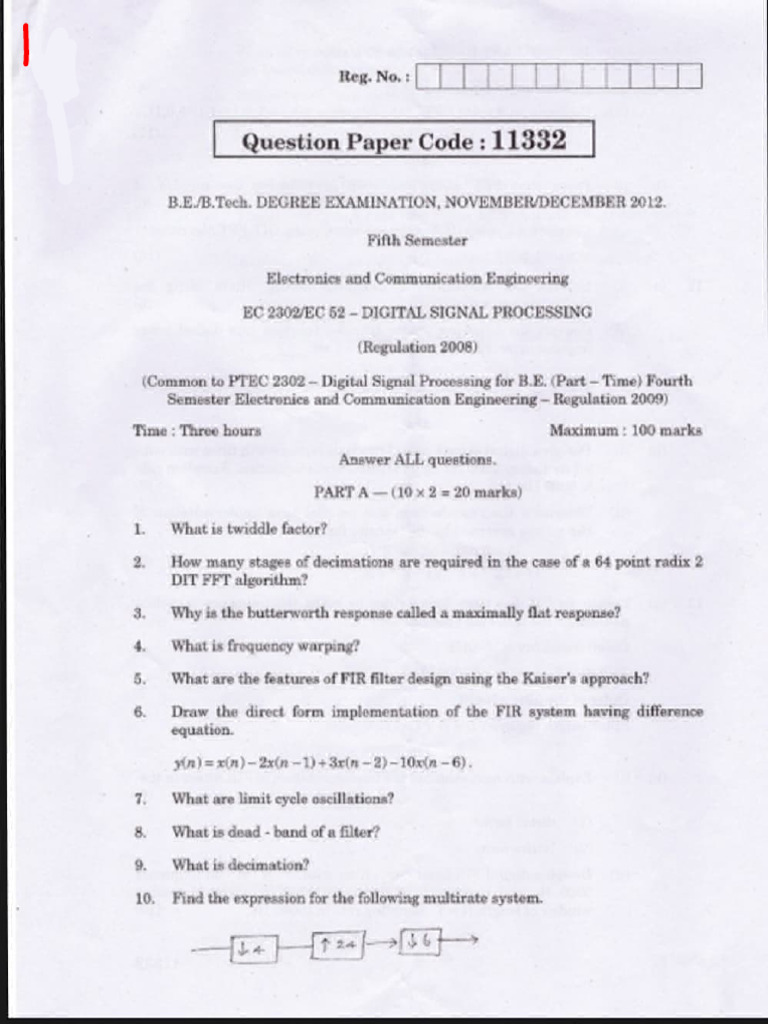Digital Signal Processing Exam Papers | PDF | Sampling (Signal ...