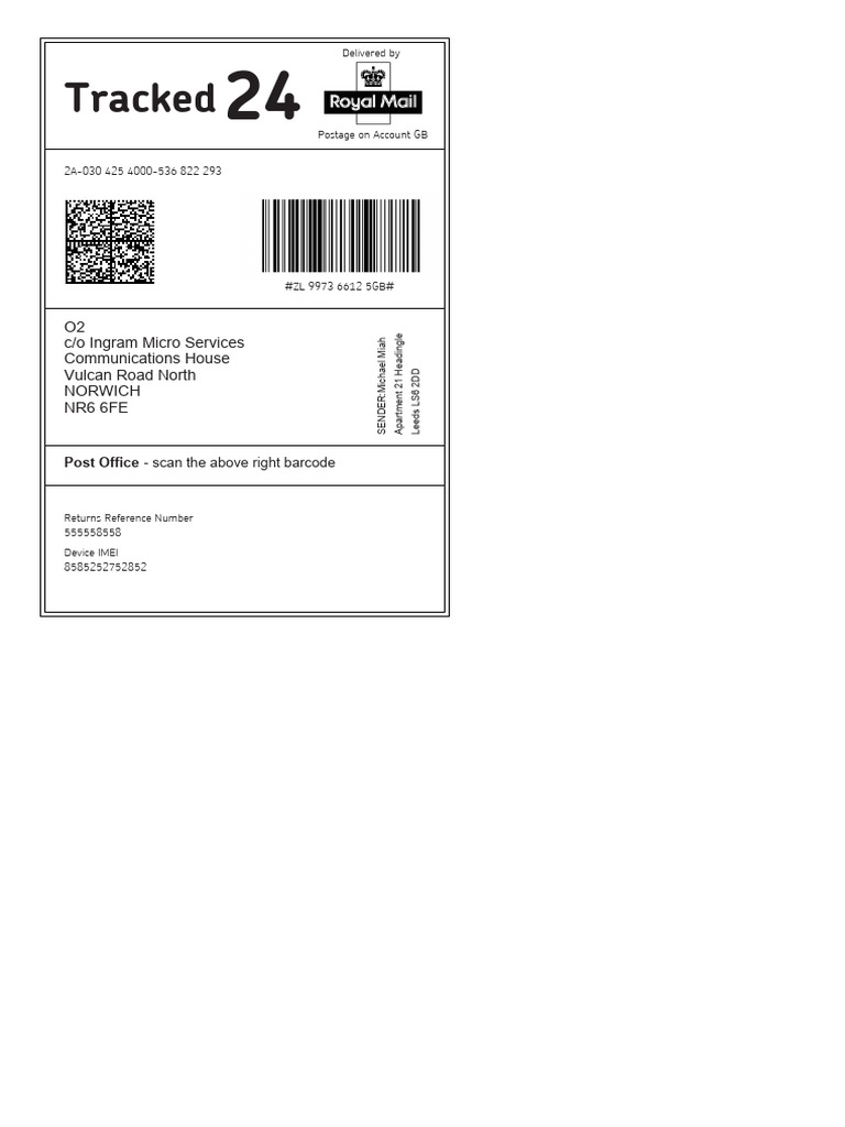 Tracked Returns Label ZL997366125GB | PDF