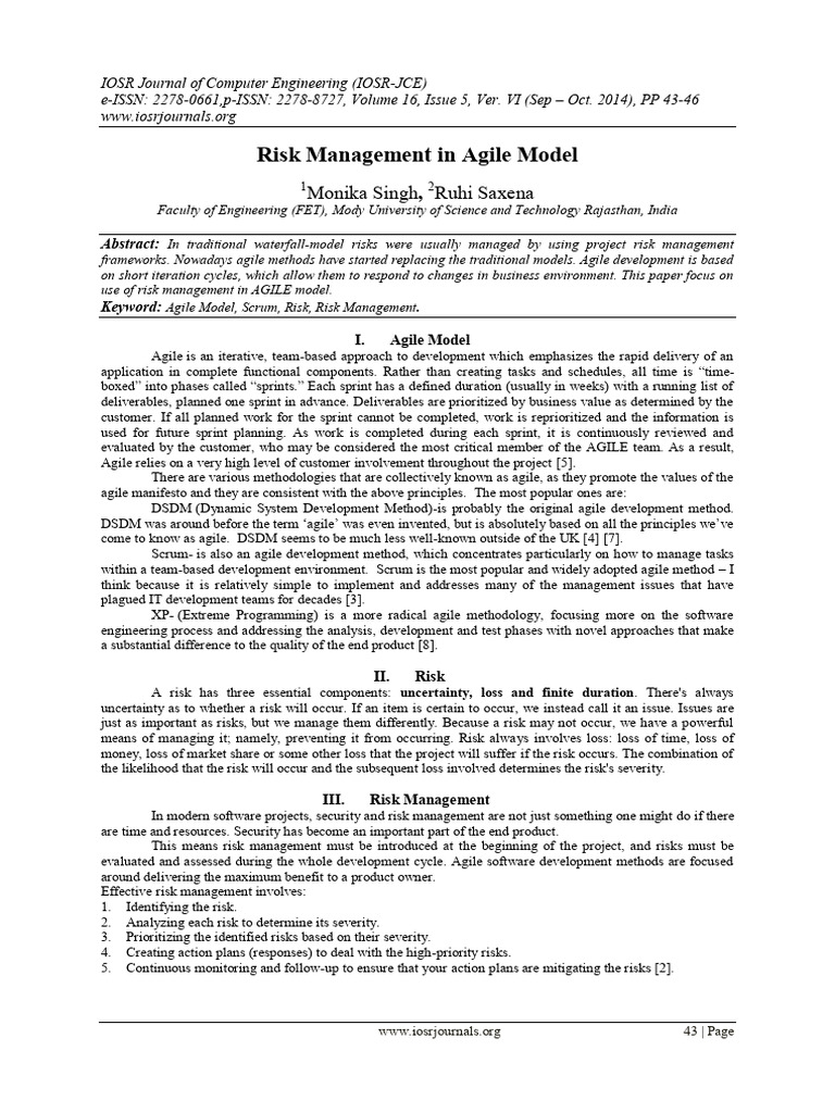 Agile Risk Management Strategies | PDF | Agile Software Development | Risk