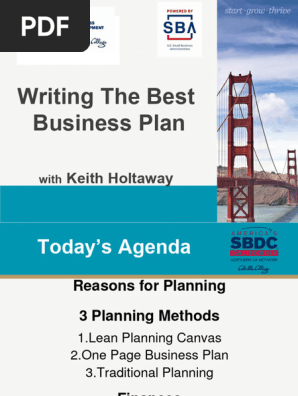 Writing the Best Business Plan - Keith Holtaway