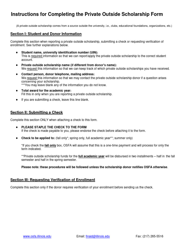 Private Outside Scholarship Form Guide | PDF