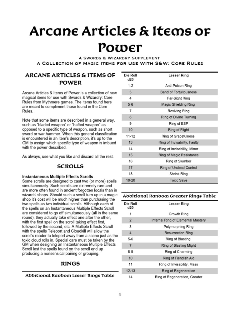 Arcane Articles & Items of Power (SW) | PDF
