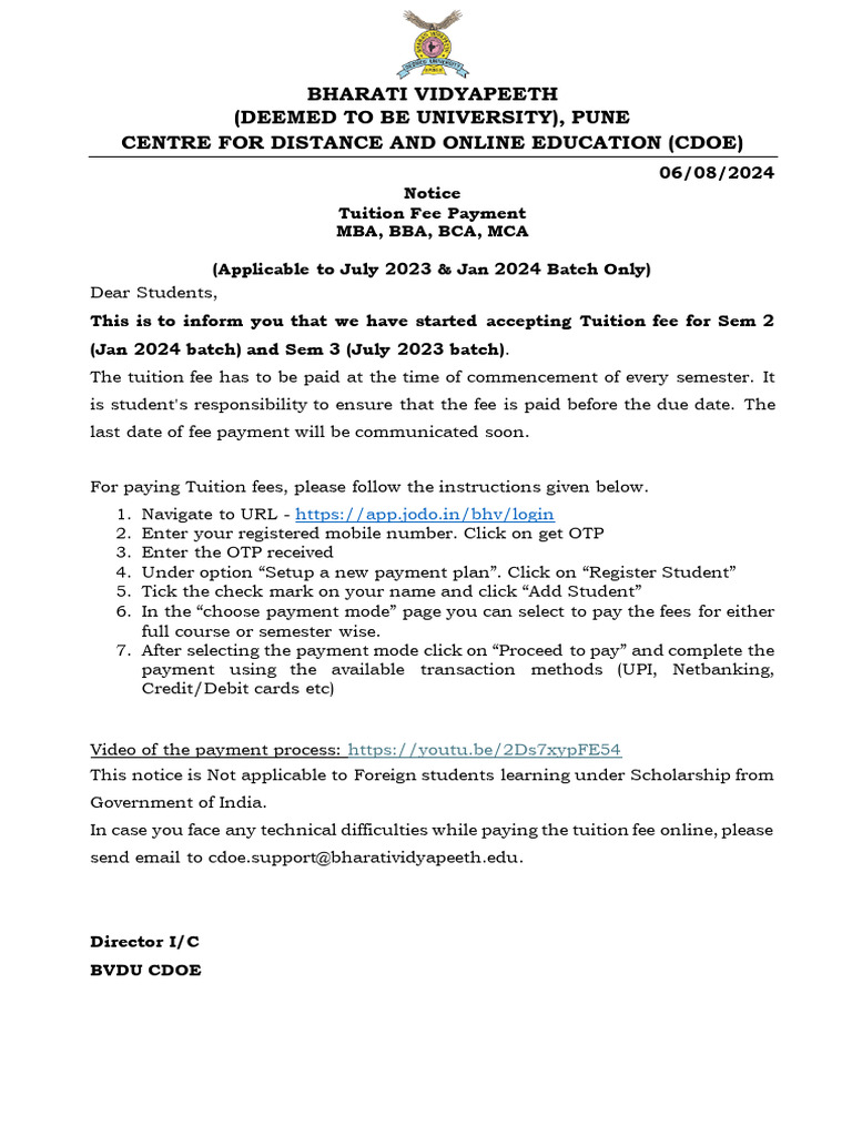 Tuition Fee Payment (July 2023 and Jan 2024 Batch) | PDF | Finance ...