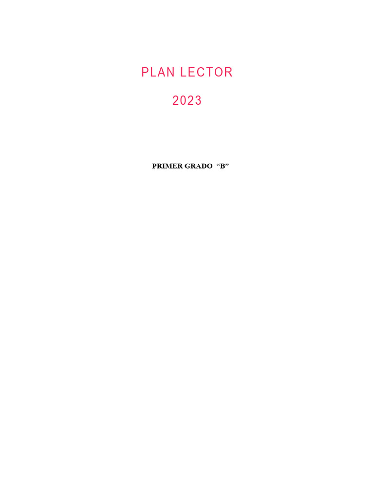 Plan Lector 2023 para Primer Grado B | PDF | Educación primaria ...