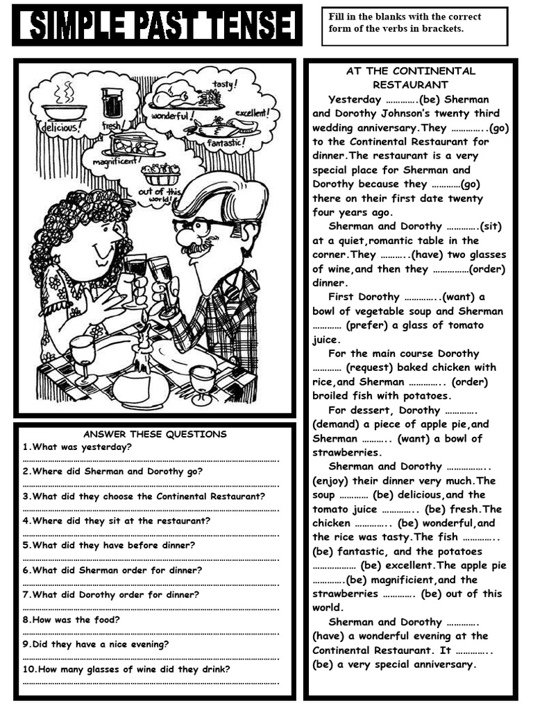 A.T.Simple Past-At The Restaurant | PDF | Food And Drink Preparation ...