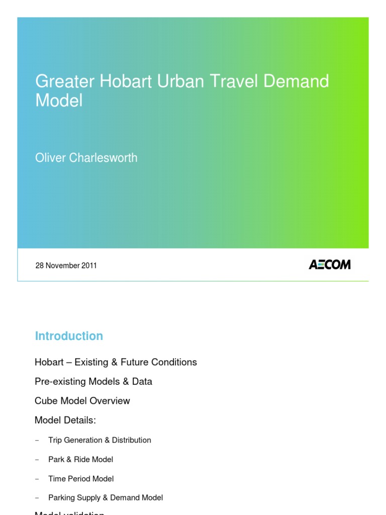 greater hobart urban travel demand model