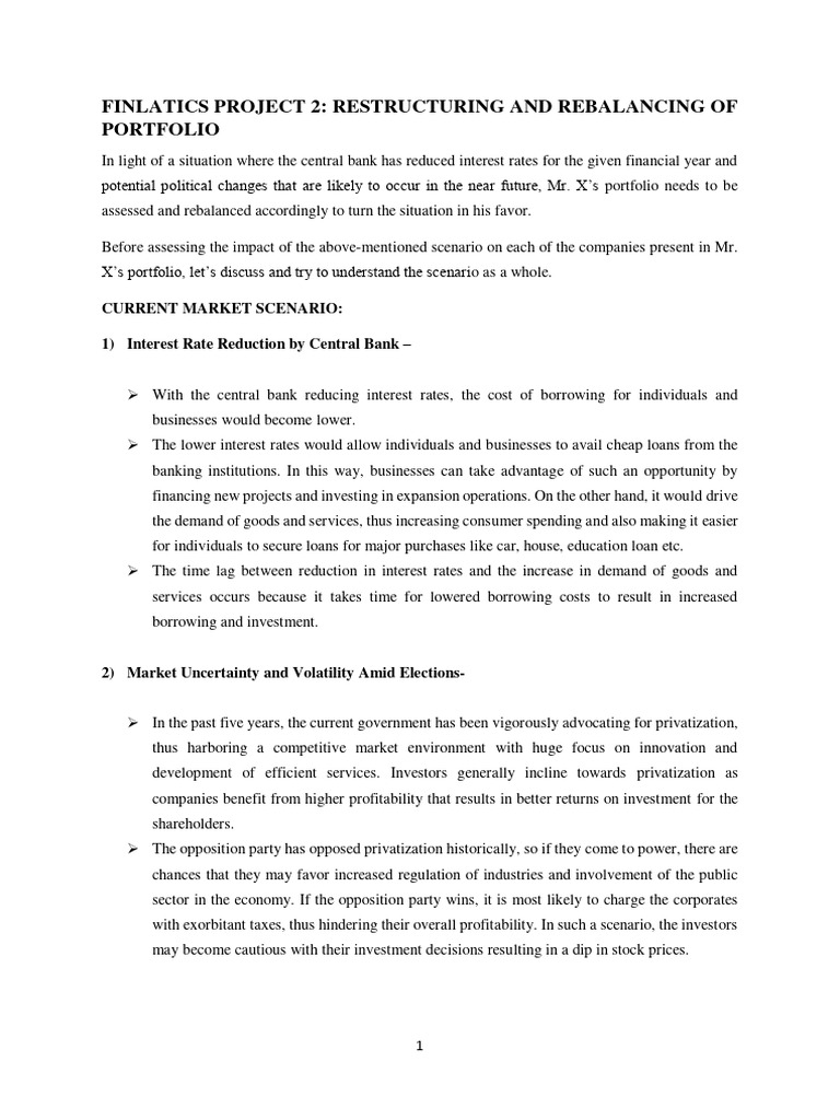Finlatics Project 2 - Restructuring and Rebalancing of Portfolio | PDF ...