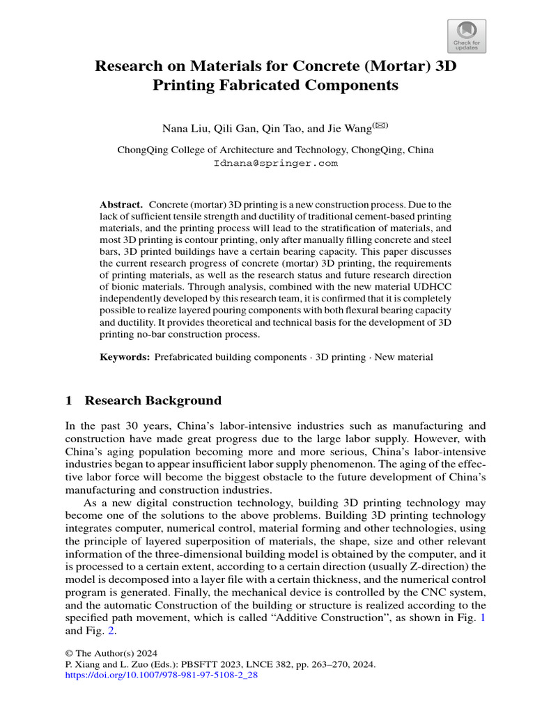 Research On Materials For Concrete Mortar 3d Print Pdf Concrete