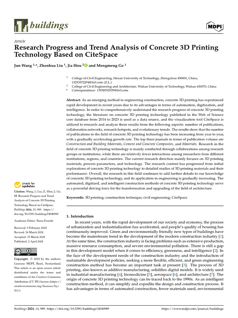 Concrete 3D Printing Trends Analysis | PDF | 3 D Printing | Data