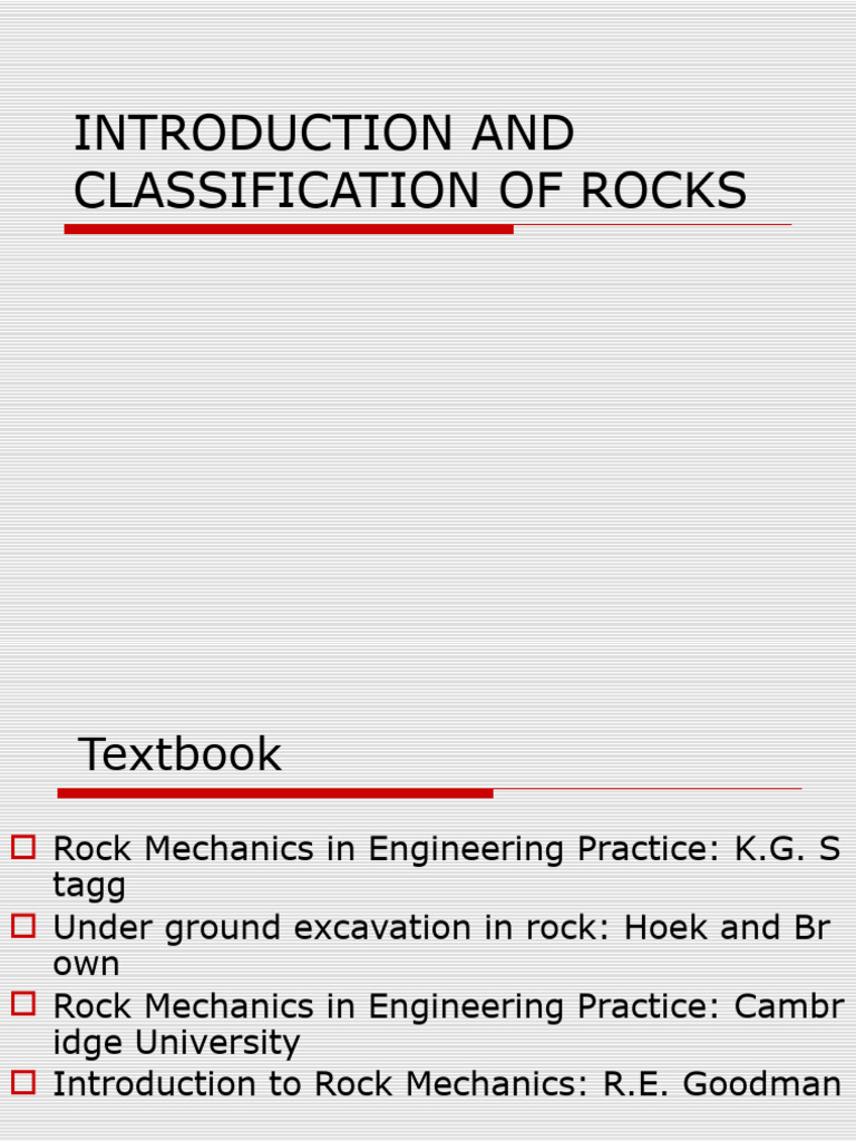 Introduction to Rock Mechanics and Classification | PDF | Geotechnical ...
