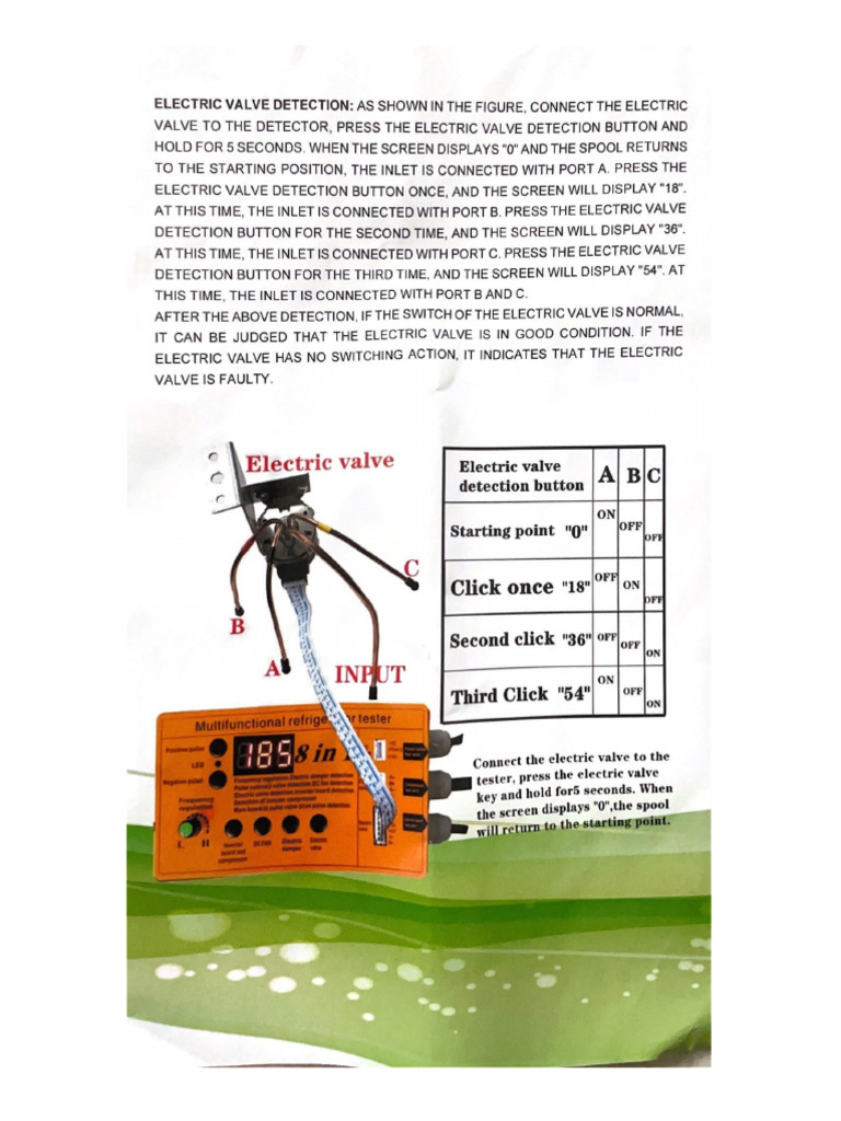 Electric Valve Detection As Shown in The Figure, Connect The Electric | PDF