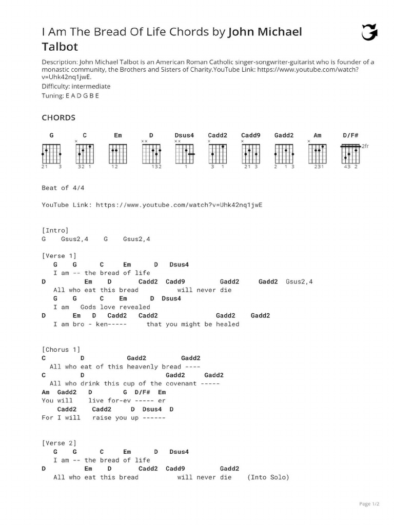 i am the bread of life chords and lyrics