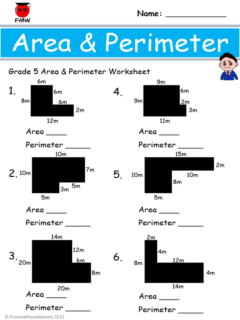 Grade 5 Area Perimeter Composite Shapes Worksheet 1 Pdf