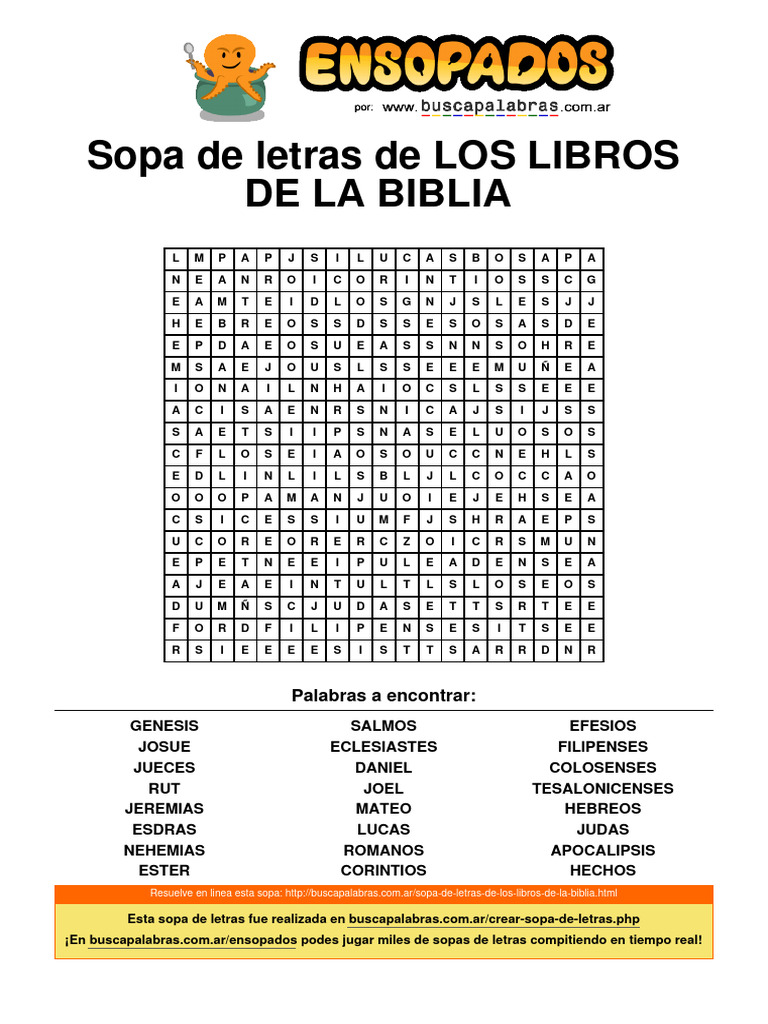 Sopa de Letras de Los Libros de La Biblia | PDF | Biblia cristiana