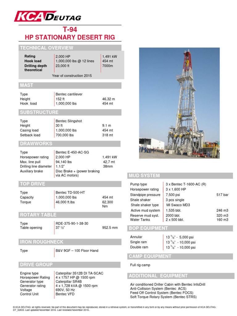 HP Stationary Desert Rig: Technical Overview | PDF | Horsepower ...