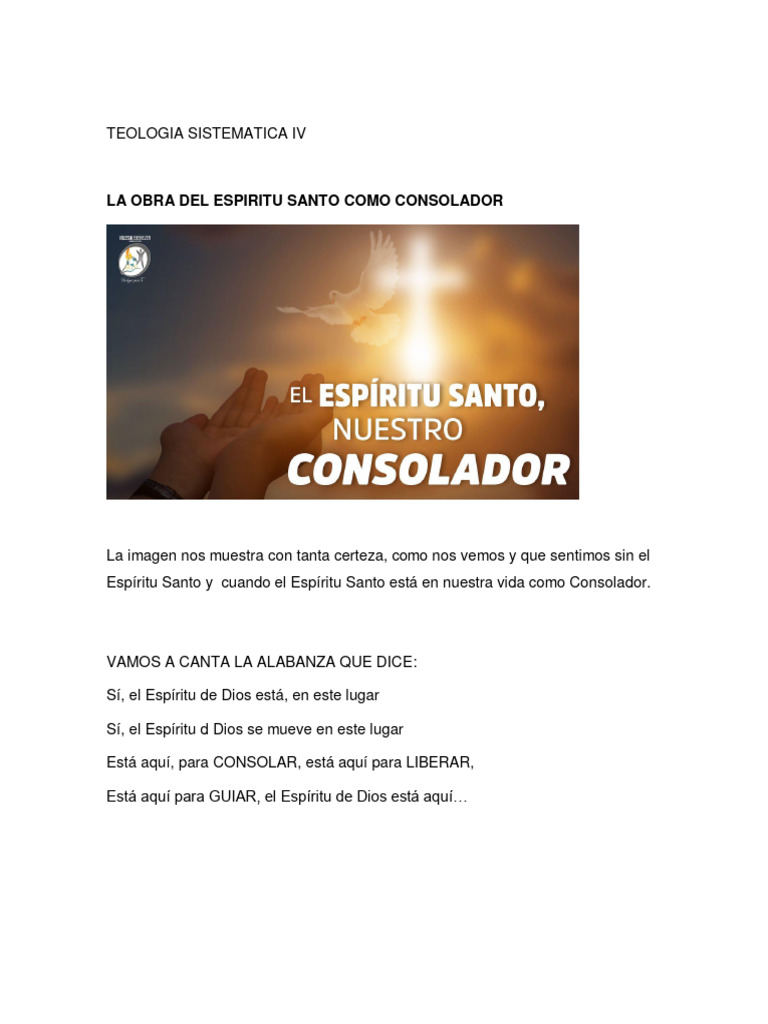 El Espíritu Santo: Nuestro Consolador | PDF | espíritu Santo | Dios el ...