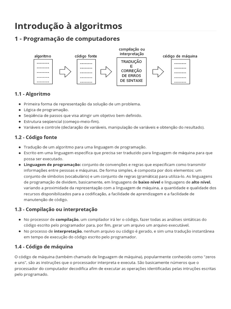 Guia Completo de Algoritmos e Programação | PDF | Linguagem de ...