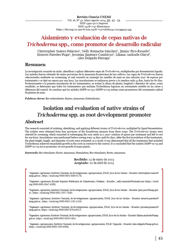 Trichoderma spp. como promotor de raíces | PDF | Control biológico de ...