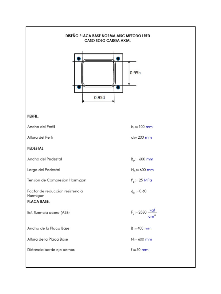 Diseño Placa Base Carga Axial | PDF | Física Aplicada e ...