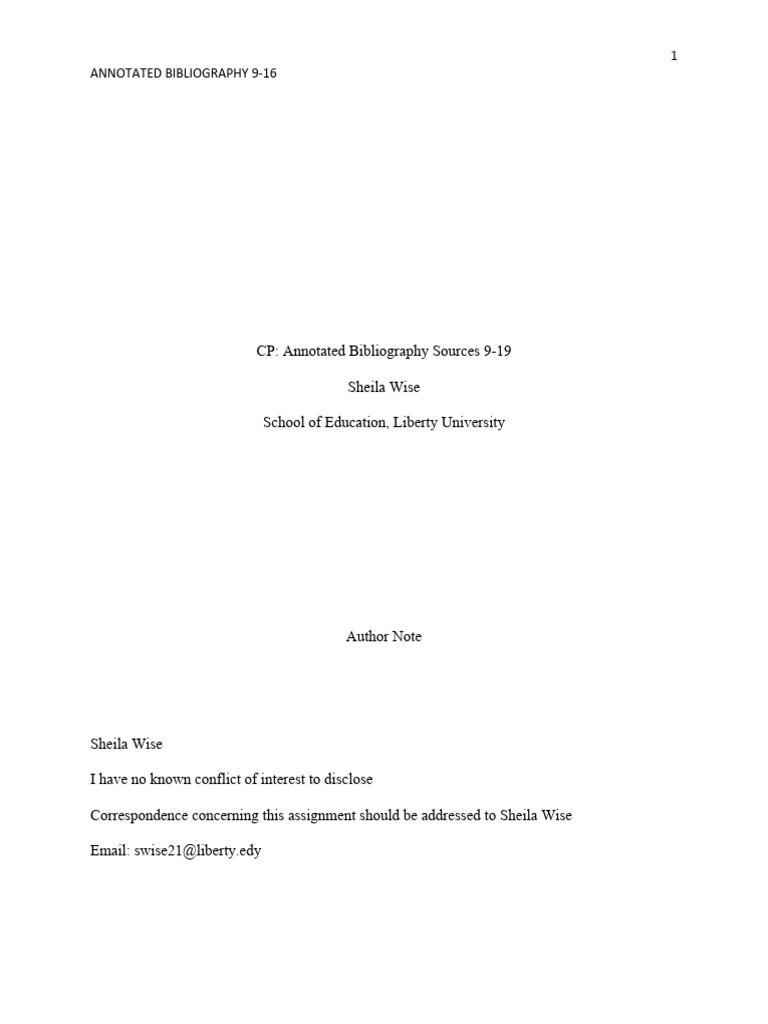 Annotated Bibliography Wise 8-16 | PDF | Learning | Cognition