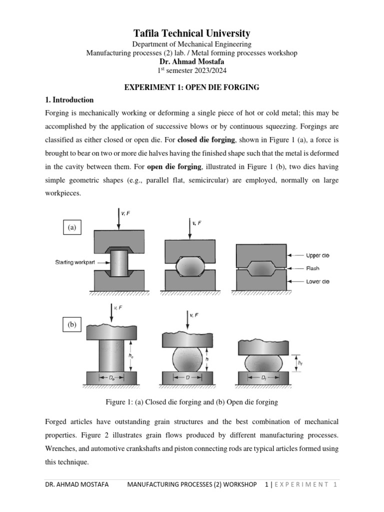 Open Die Forging Experiment Guide | PDF | Forging | Friction