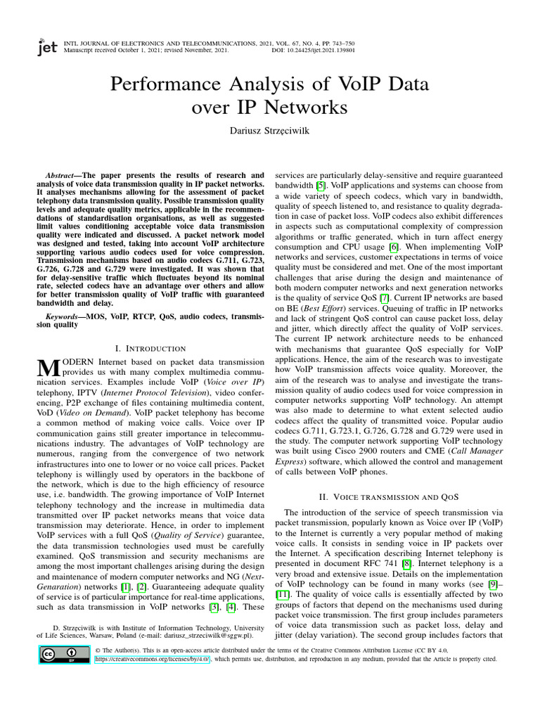 Performance Analysis 3506 10794 1 PB | PDF | Voice Over Ip | Quality Of ...