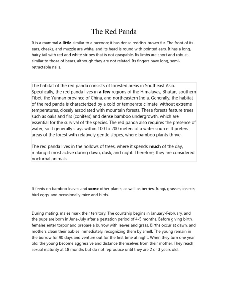 Red Panda Habitat and Survival Needs | PDF | Giant Panda | Zoology