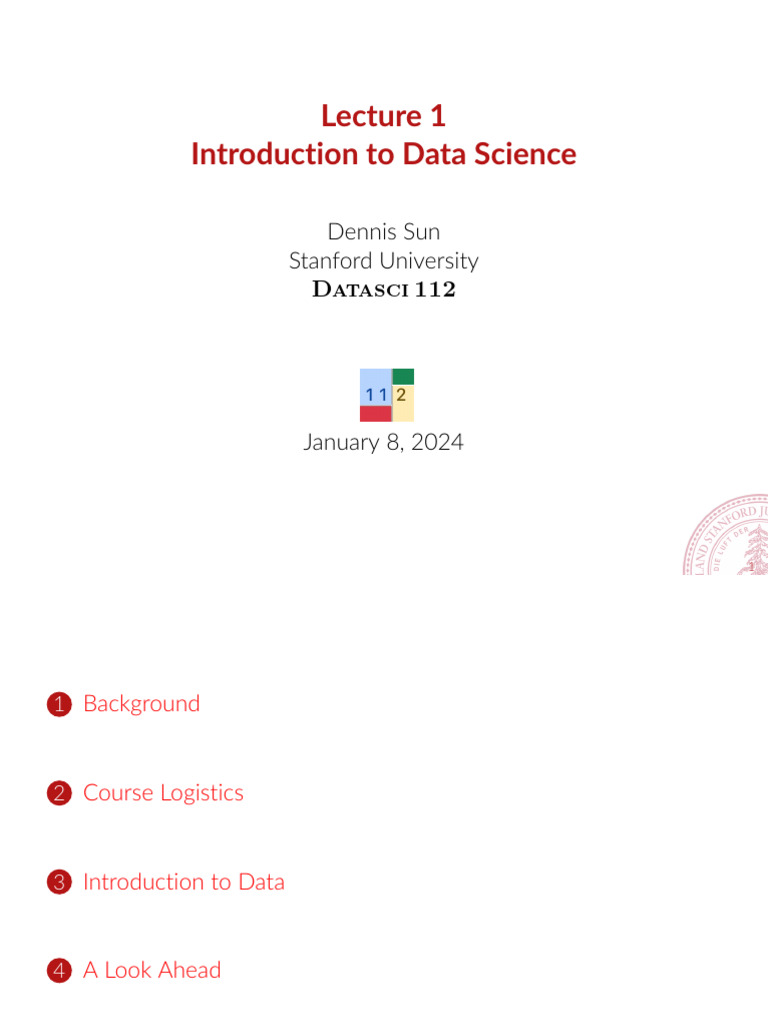 Introduction to Datasci 112 Course | PDF | Mathematics | Data Science