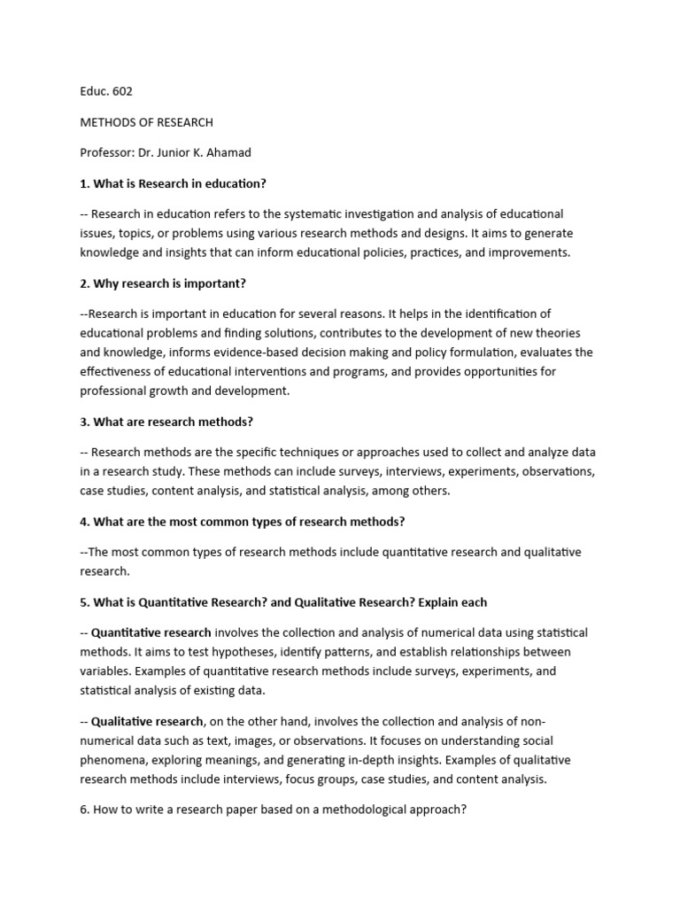Educational Research Methods Explained | PDF | Methodology ...