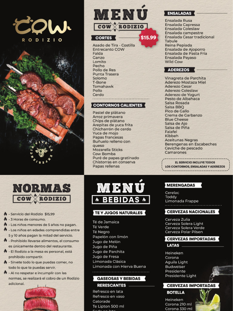 Menú Cow Rodizio | PDF