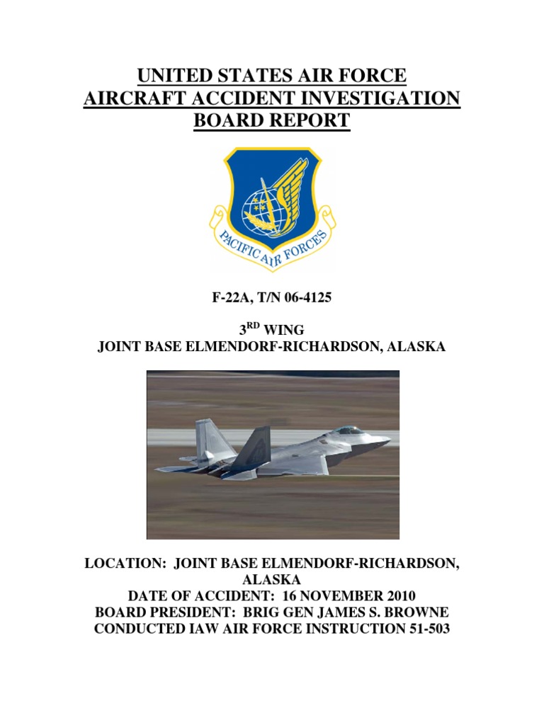 F-22A Crash Investigation Report, 2010 | PDF | United States Air Force ...