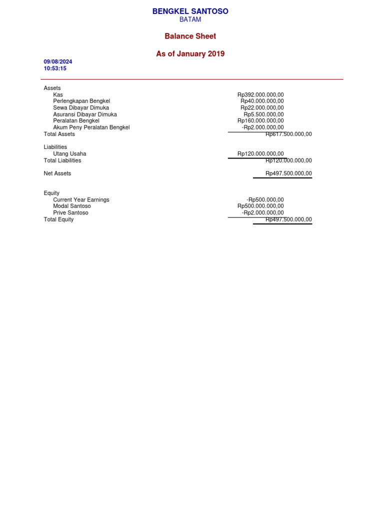 Standard Balance Sheet