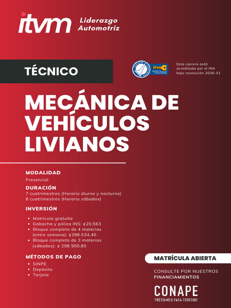 Mecanica Vehiculos Livianos - Resolucion 2026 Plan de Estudios ITVM ...