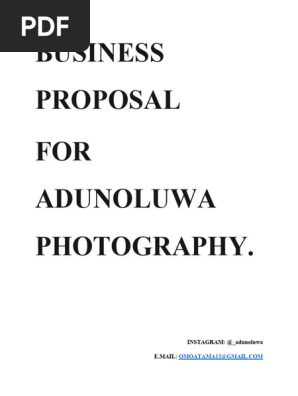 BUSINESS PROPOSAL FOR  PHOTOGRAPHY
