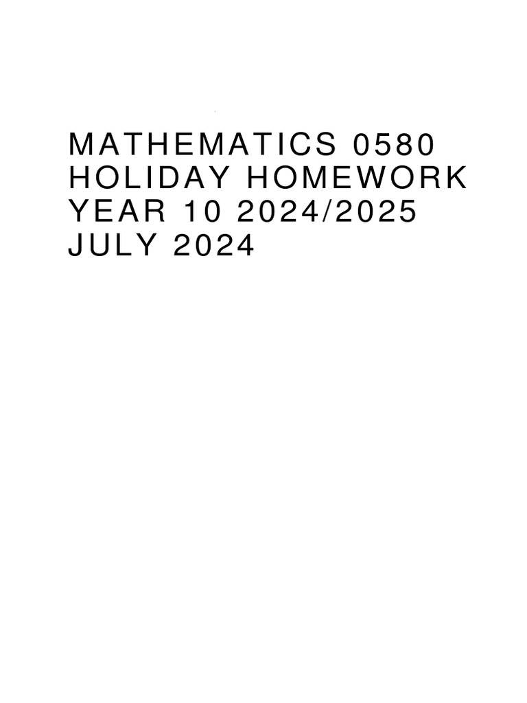 Year 10 Mathematics Holiday Homework | PDF | Area | Circle