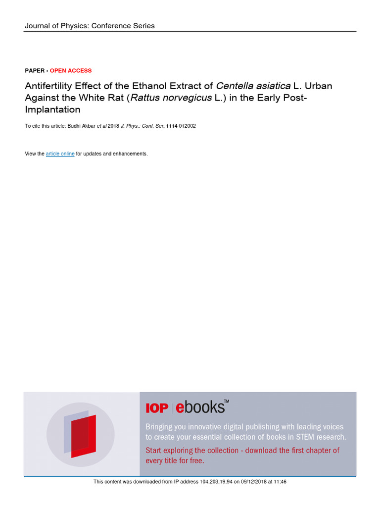 Antifertility Effect of The Ethanol Extract of Centella Asiatica L ...