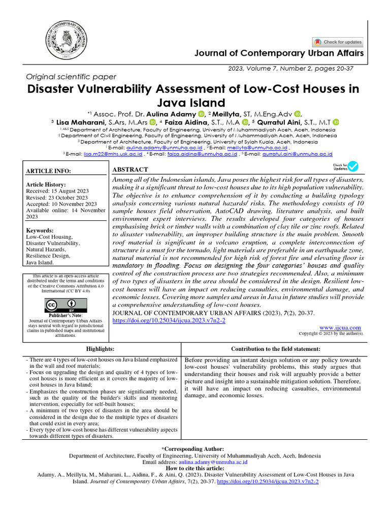 Disaster Vulnerability Assessment of Low-Cost Hous | PDF | Brick | Roof
